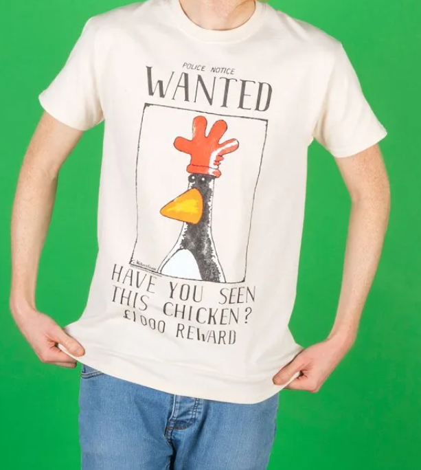 Wallace & Gromit Feathers McGraw Wanted Poster Ecru T-Shirt