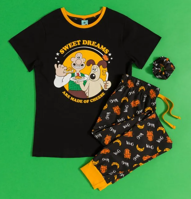 Women'S Wallace & Gromit Sweet Dreams Are Made Of Cheese Pyjamas With Scrunchie