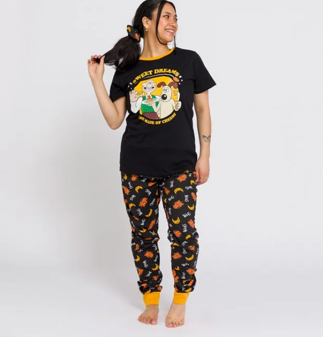 Women'S Wallace & Gromit Sweet Dreams Are Made Of Cheese Pyjamas With Scrunchie