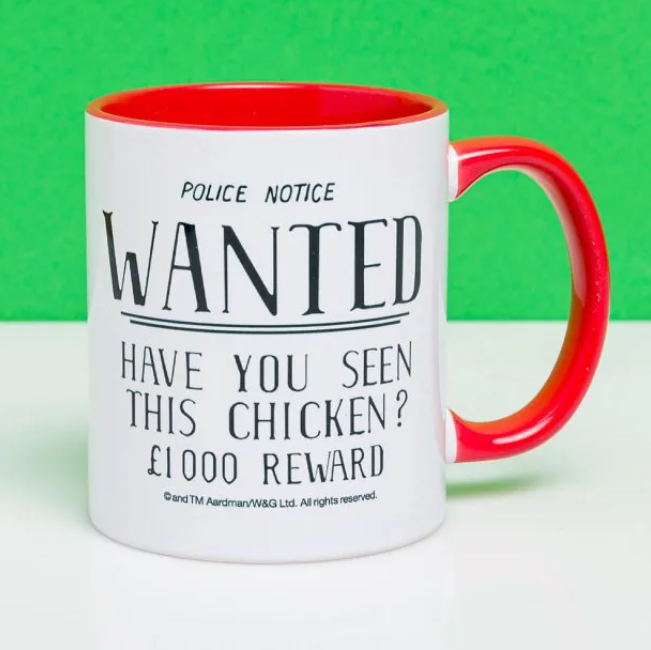 Wallace & Gromit Feathers McGraw Wanted Poster Red Handle Mug
