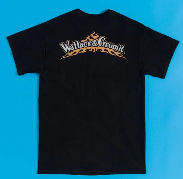 Wallace & Gromit Life On The Road Bikers Black T-Shirt With Back Print