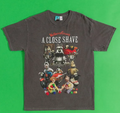 Wallace & Gromit A Close Shave Montage Vintage Wash Charcoal T-Shirt