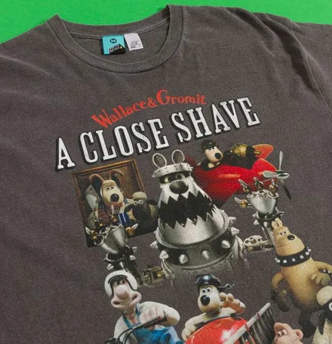 Wallace & Gromit A Close Shave Montage Vintage Wash Charcoal T-Shirt