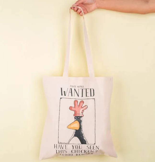 Wallace & Gromit Feathers McGraw Wanted Poster Tote Bag