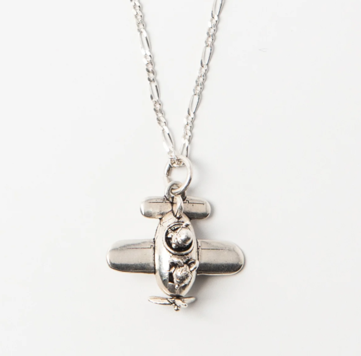 Gromit in a Plane Necklace (Sterling Silver)