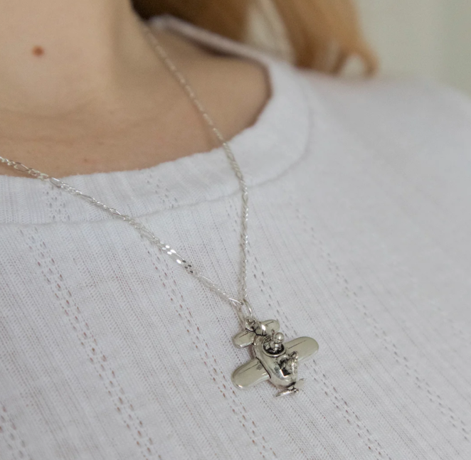 Gromit in a Plane Necklace (Sterling Silver)