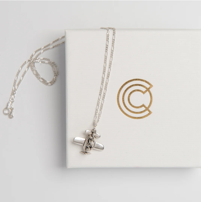 Gromit in a Plane Necklace (Sterling Silver)