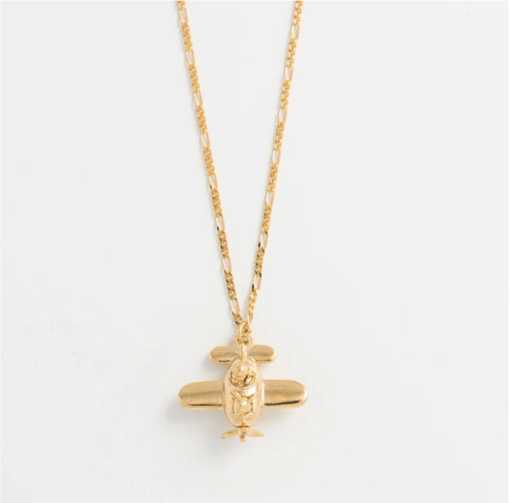 Gromit in a Plane Necklace (18ct Gold Vermeil)