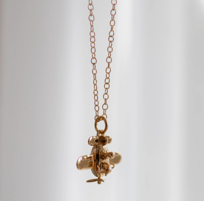 Gromit in a Plane Necklace (18ct Gold Vermeil)