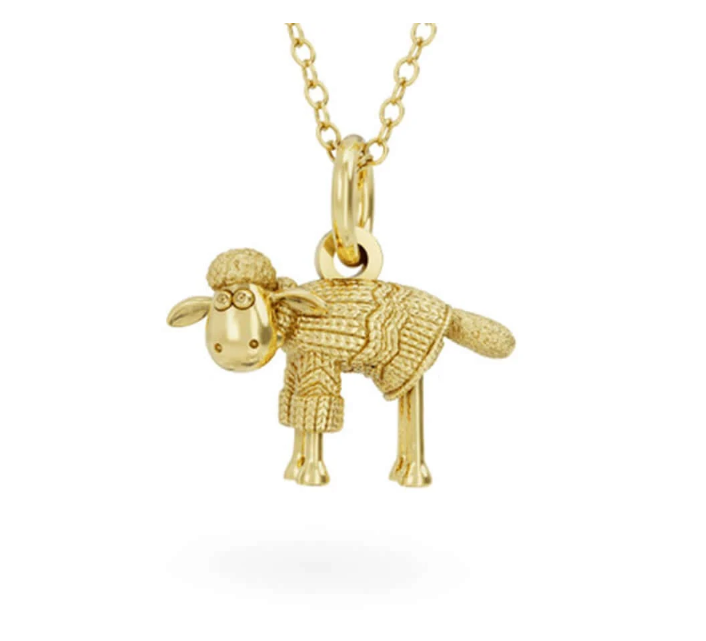 Shaun the Sheep 'A Close Shave' in a Jumper Necklace (18ct Gold Vermeil)