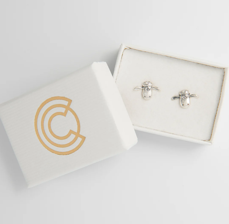 Shaun the Sheep Stud Earrings (Sterling Silver)