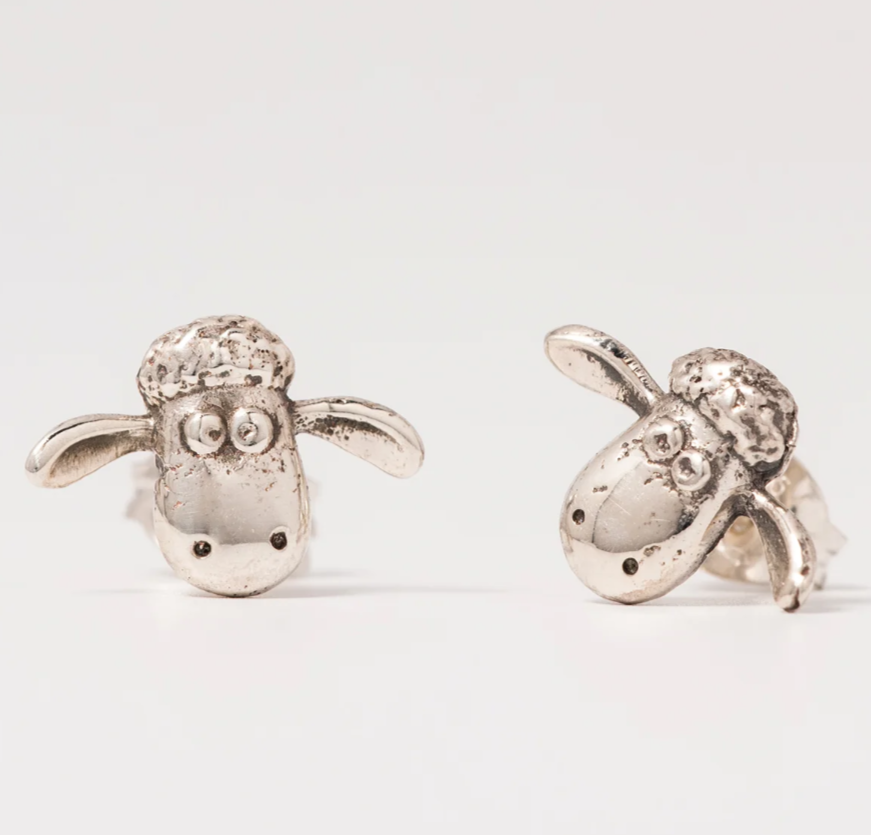 Shaun the Sheep Stud Earrings (Sterling Silver)