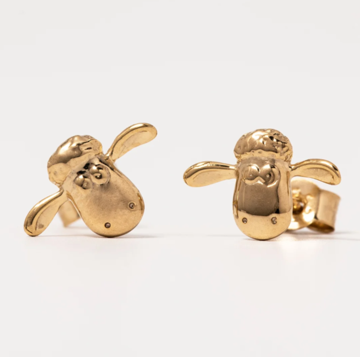 Shaun the Sheep Stud Earrings (18ct Gold Vermeil)