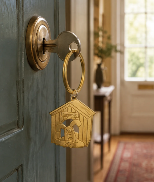 Brass Etched Gromit Kennel Keyring