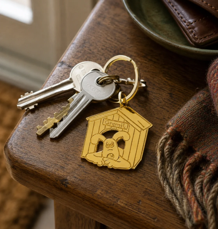 Brass Etched Gromit Kennel Keyring