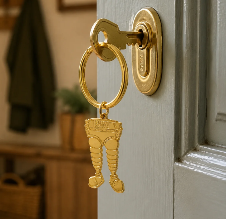 Brass Etched Wrong Trousers Keyring