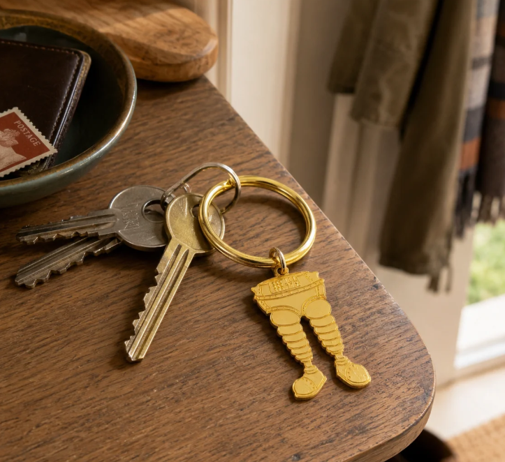 Brass Etched Wrong Trousers Keyring