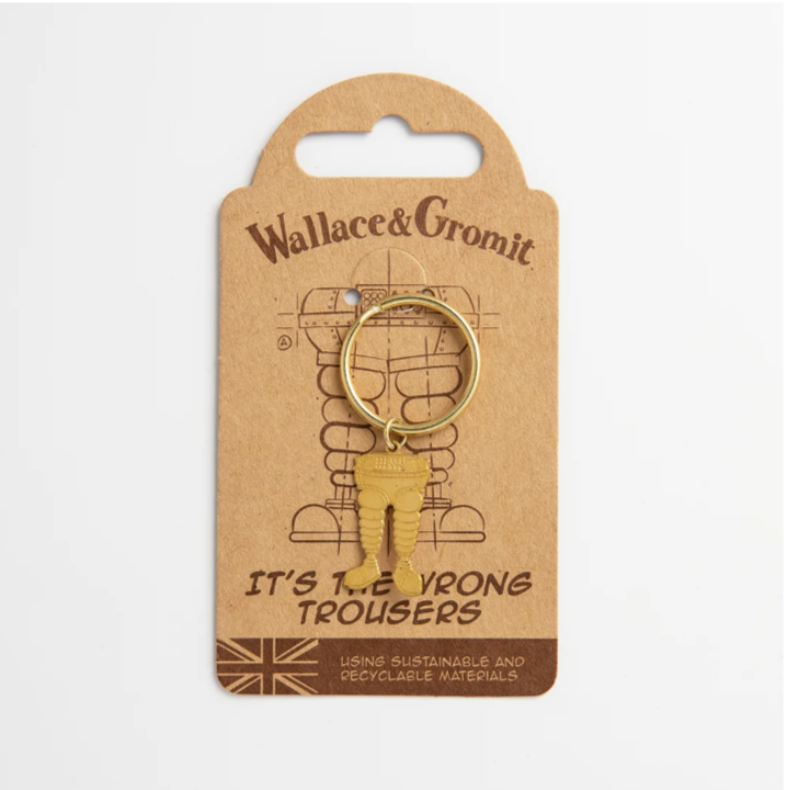Brass Etched Wrong Trousers Keyring