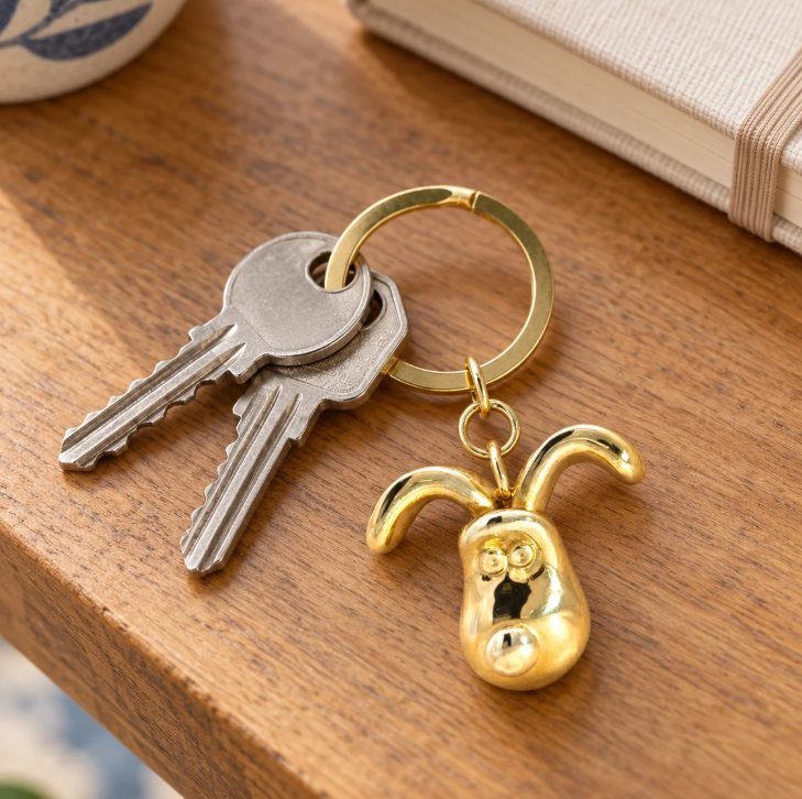 Gromit Head 3D Brass Keyring